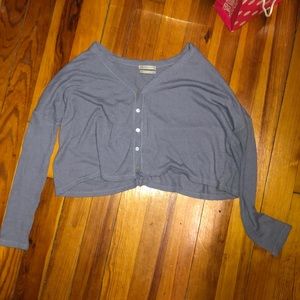 Cropped periwinkle thin button down sweater